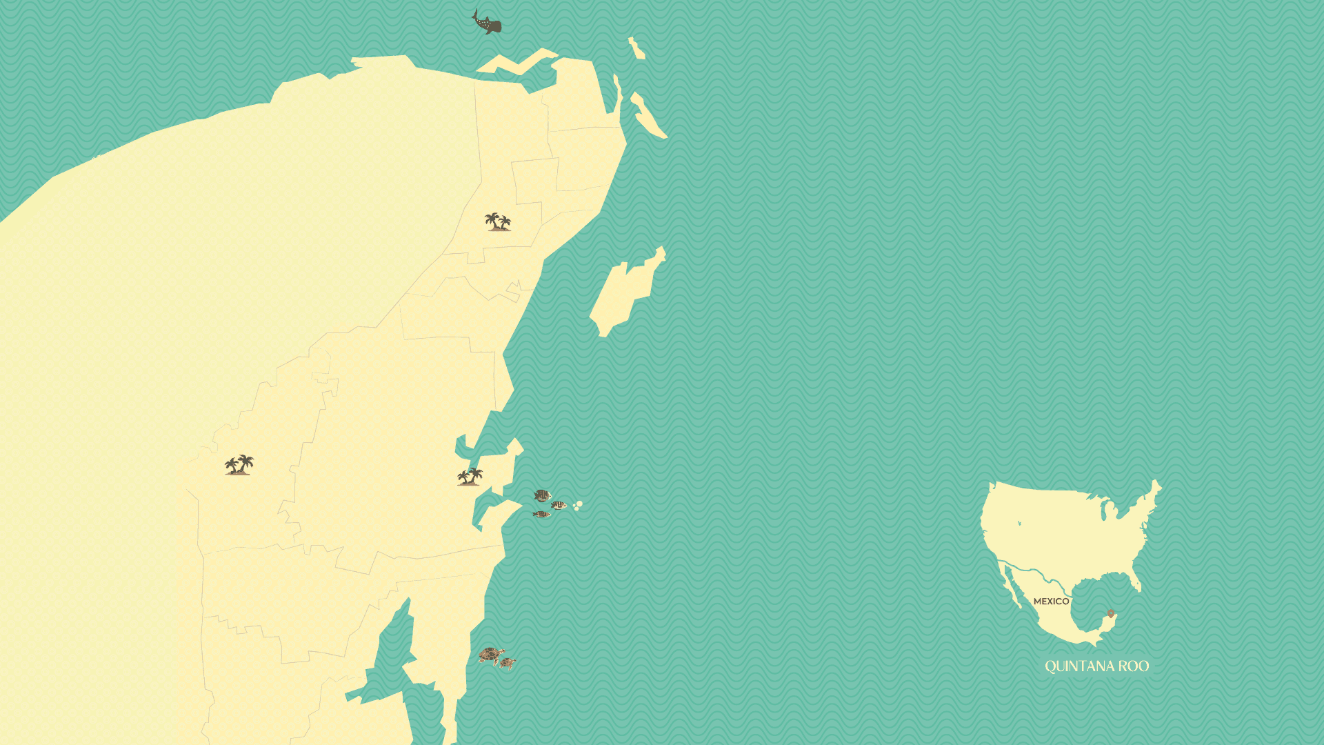 Interactive map of the Mexican Caribbean, Quintana Roo