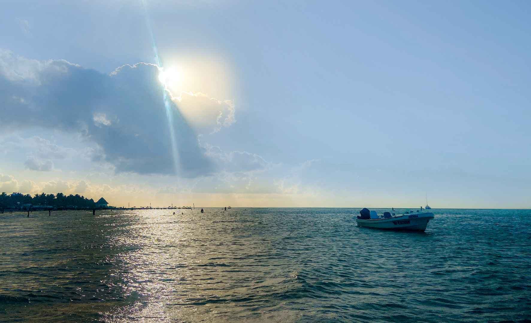 Beach in Holbox with white sand and shallow turquoise water