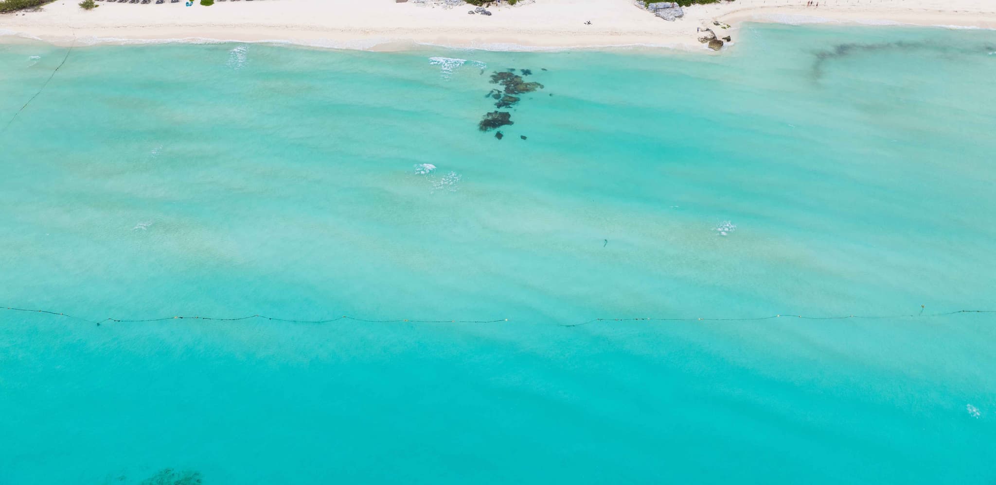 Aerial view of an island in the Mexican Caribbean