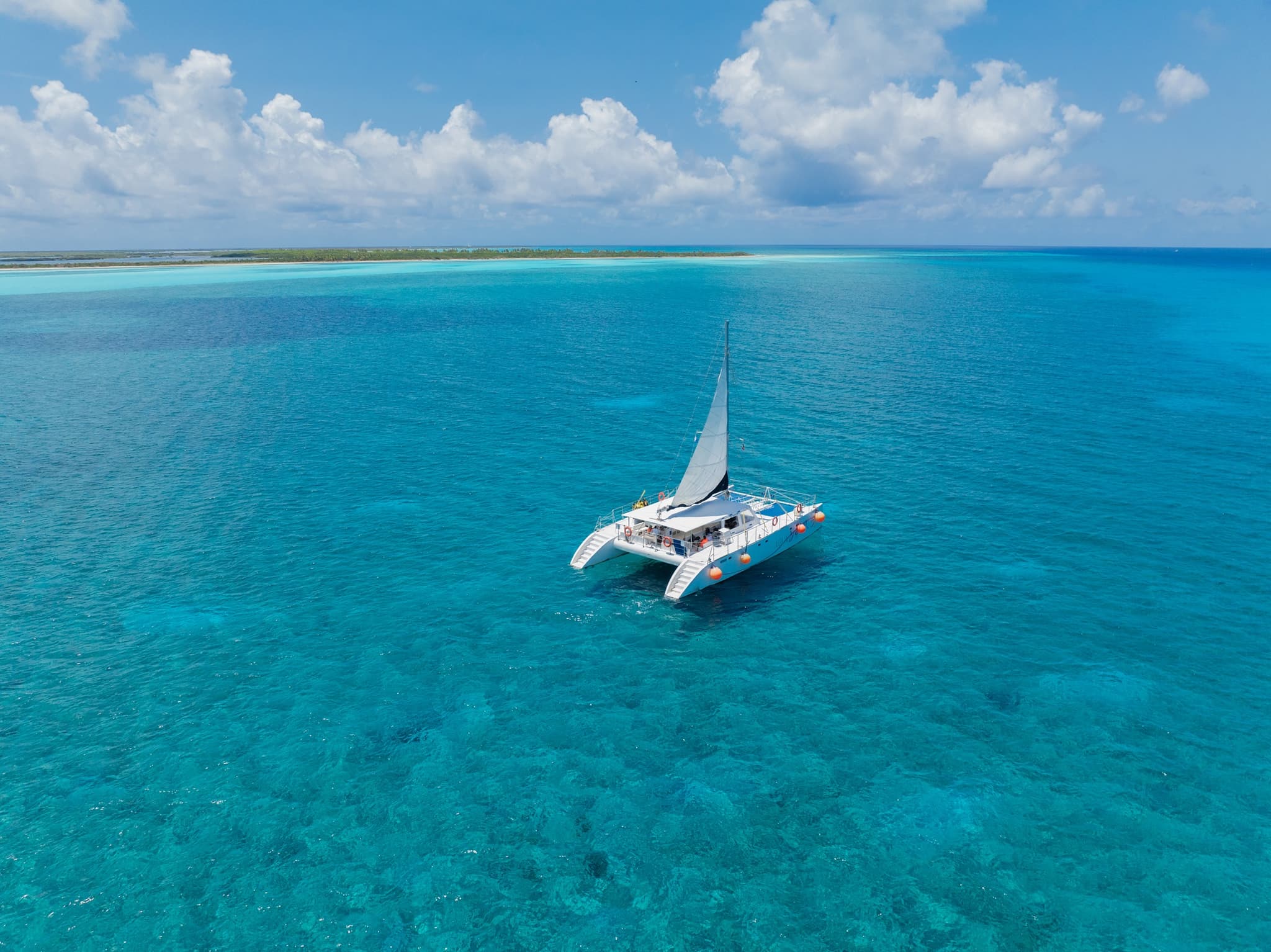 Aerial view of the Mexican Caribbean's turquoise waters