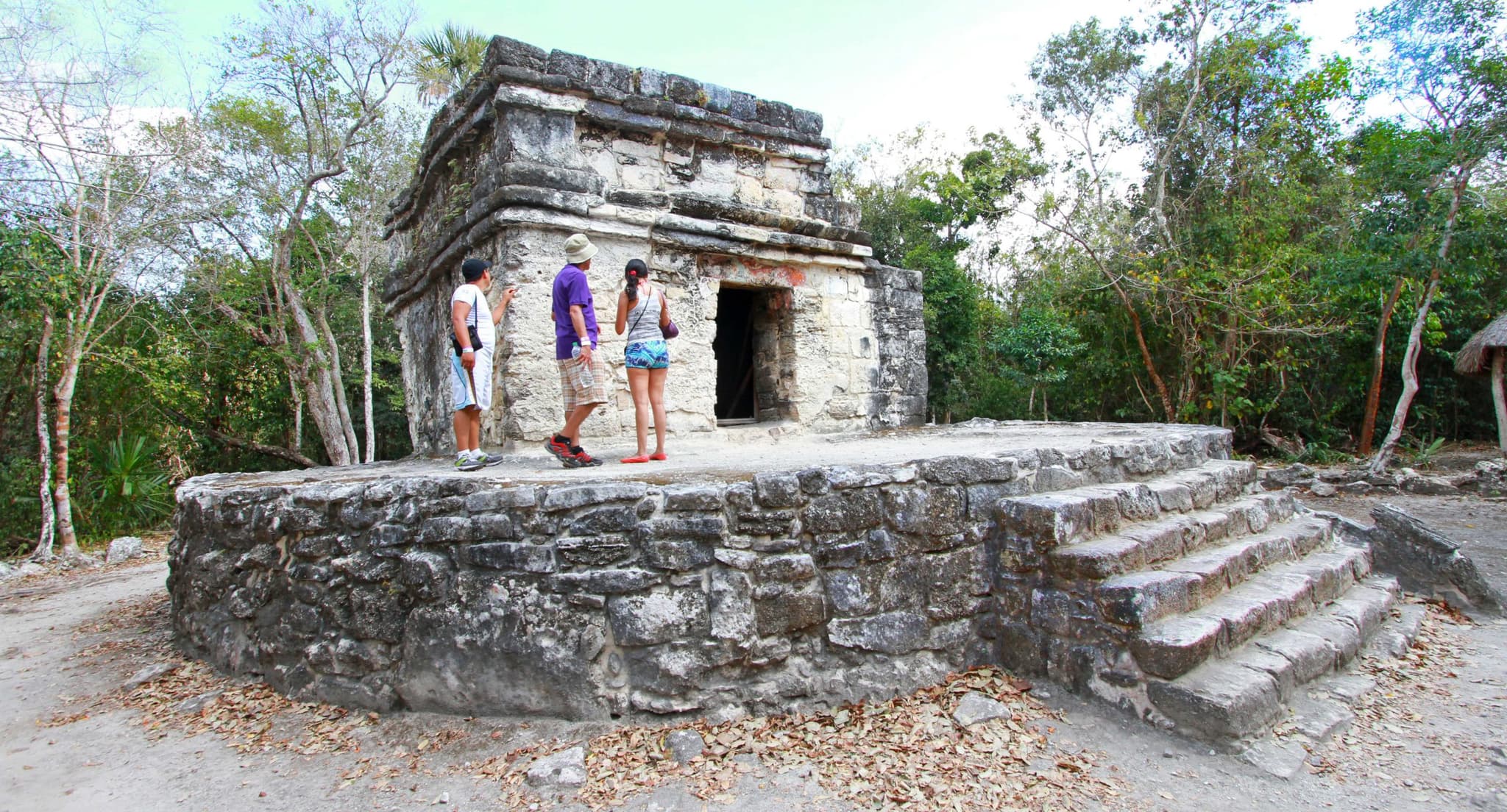 Structures at the San Gervasio archaeological site in Cozumel
