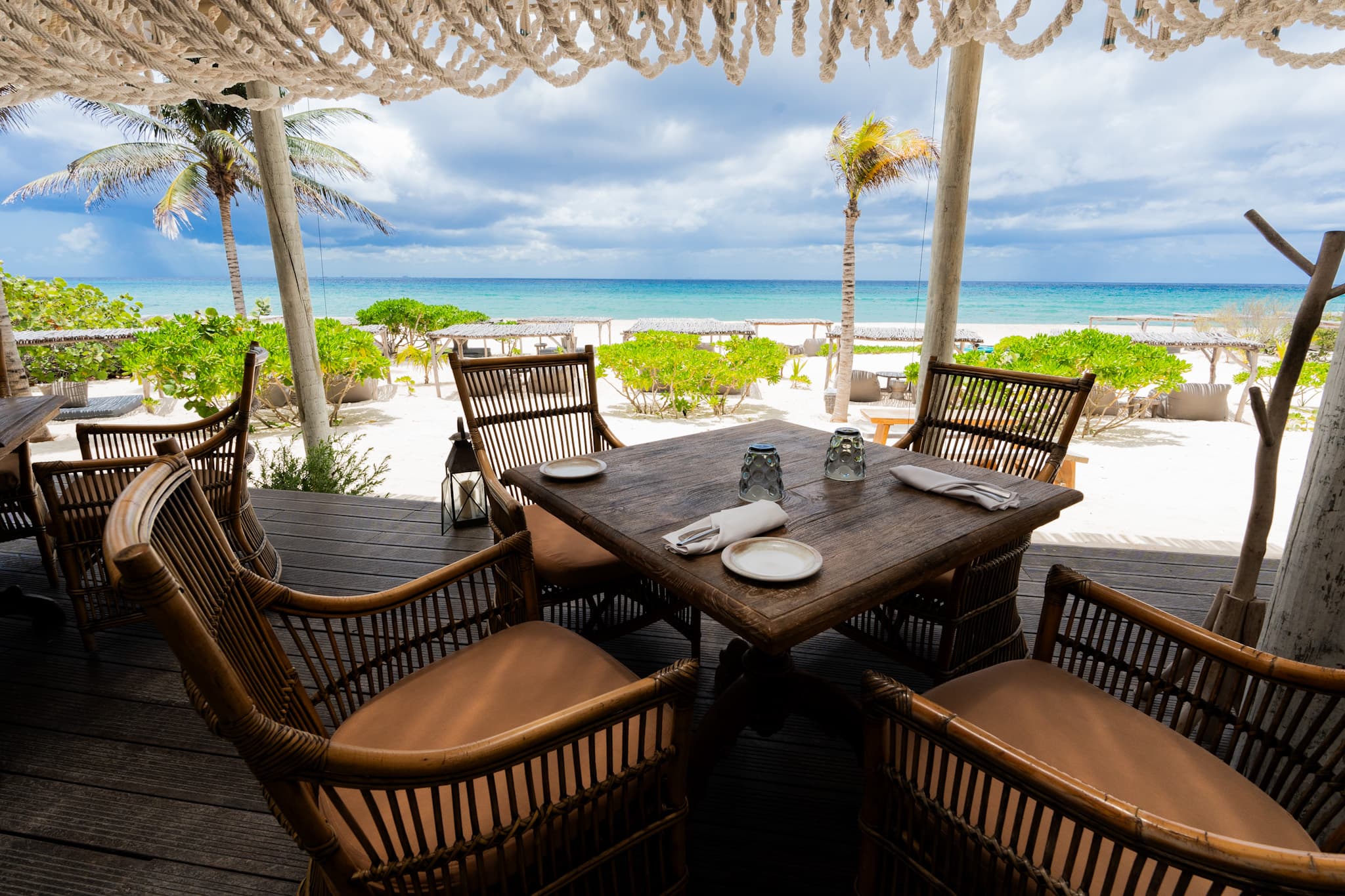 Beachfront restaurant on the Riviera Maya
