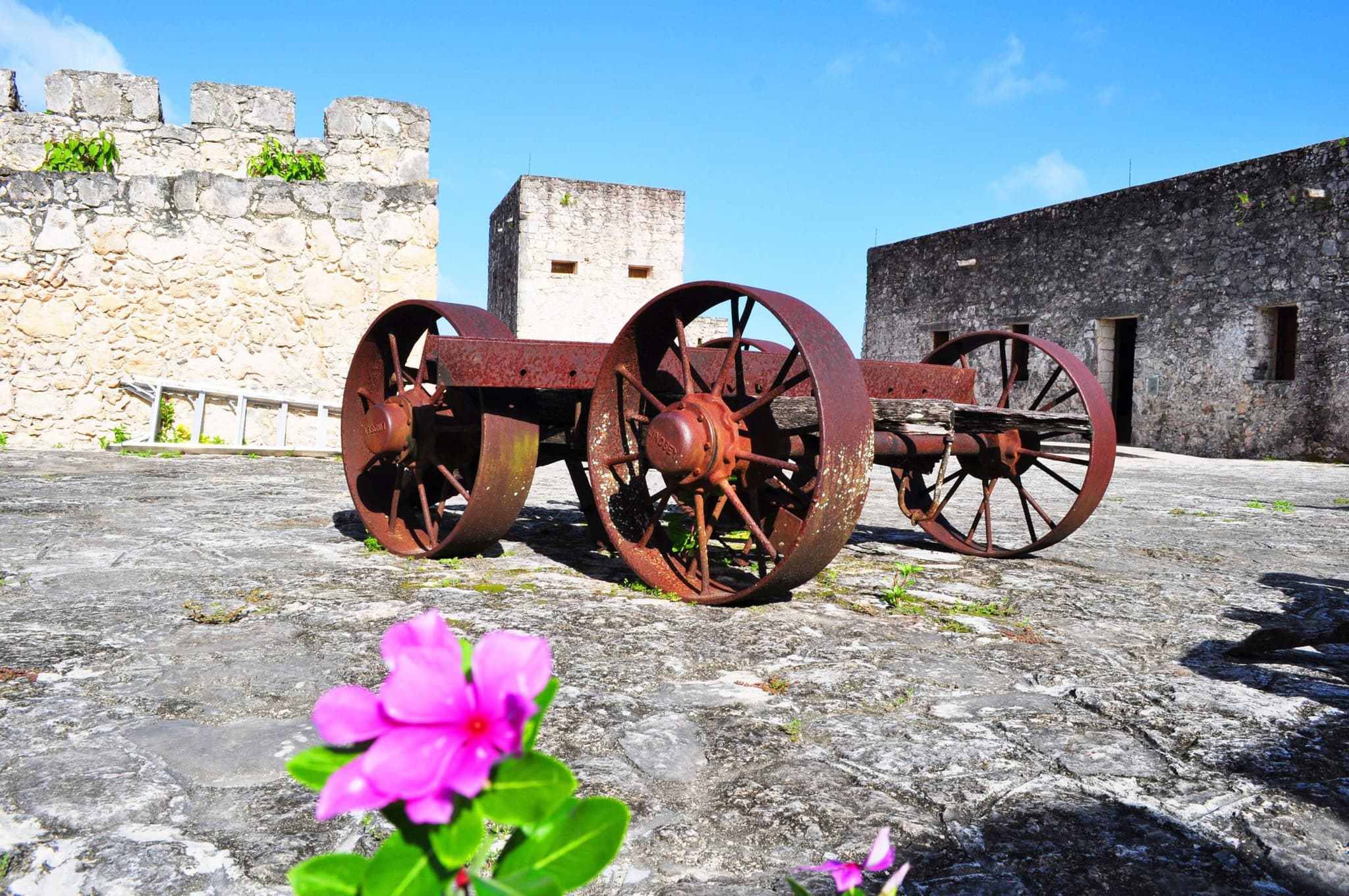 Historic cannon at the Fort of San Felipe in Bacalar