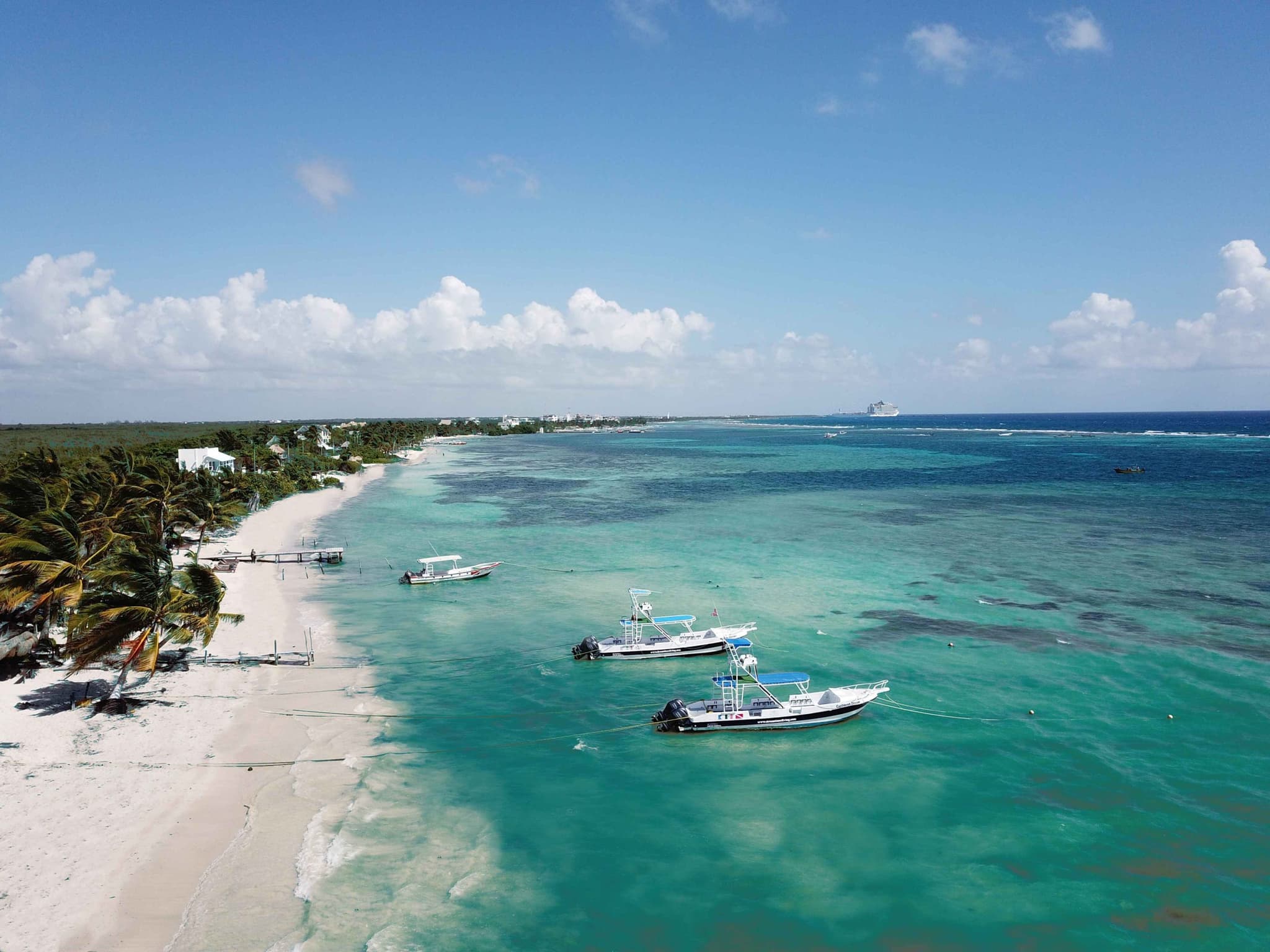 Boats off the Mahahual coast