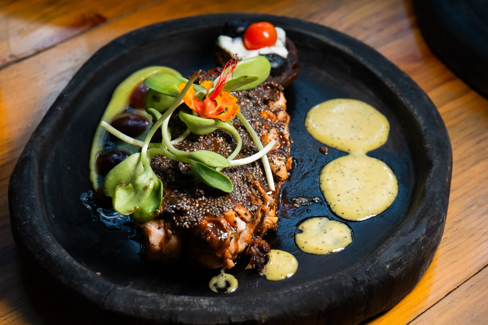 Plate of contemporary cooking served in Bacalar
